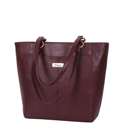 Cherry Red Genuine Leather Tote Shoulder  Bag Wholesale for Women | Daily Use