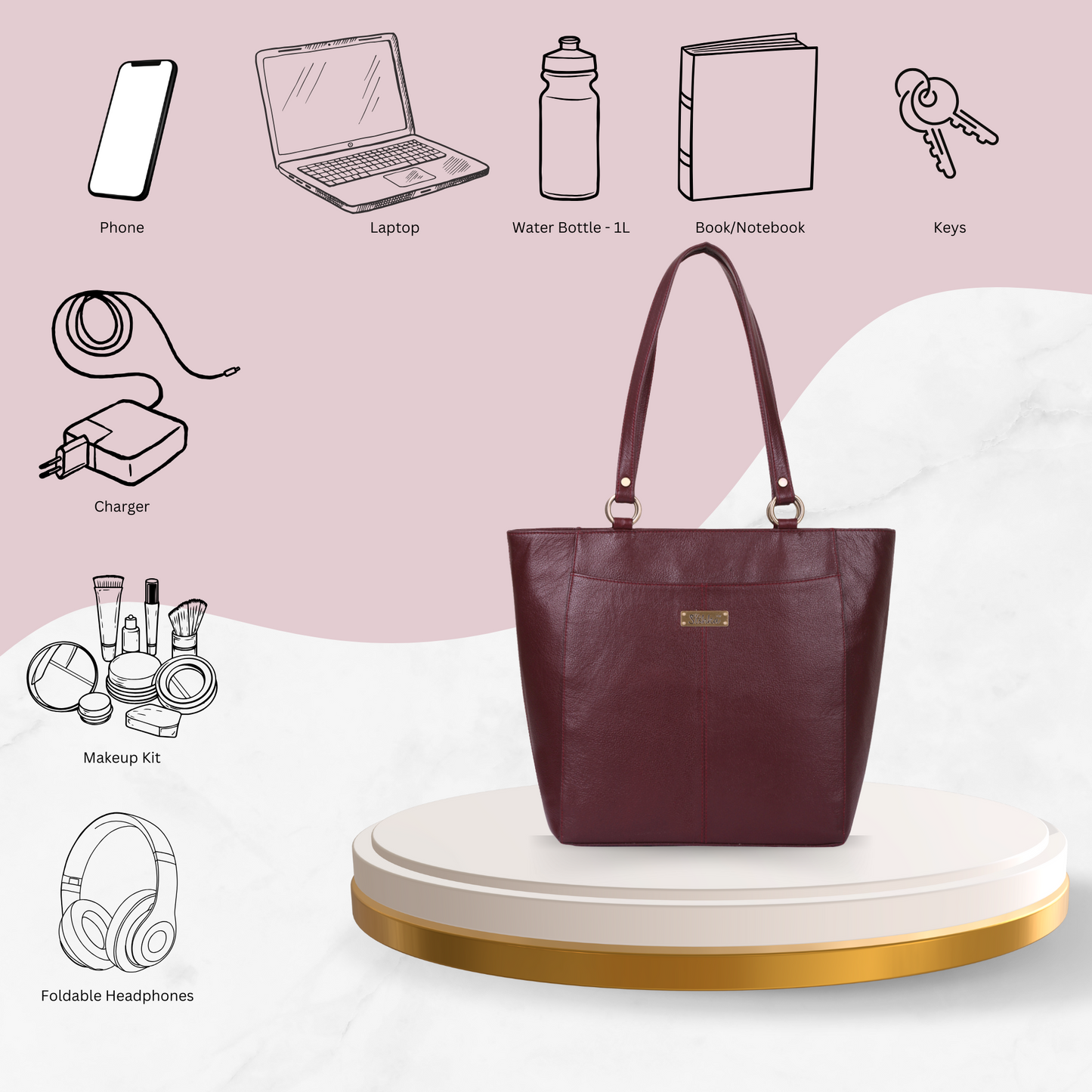 Cherry Red Genuine Leather Tote Shoulder  Bag Wholesale for Women | Daily Use