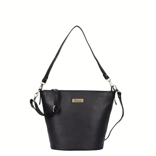Black Genuine Leather Bucket Hobo Crossbody Bag Wholesale for Women – Office, Event & Travel