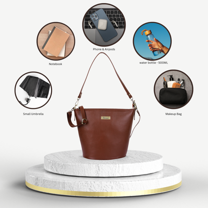 Brown Genuine Leather Bucket Hobo Bag Wholesale for Women – Shoulder Tote Purse