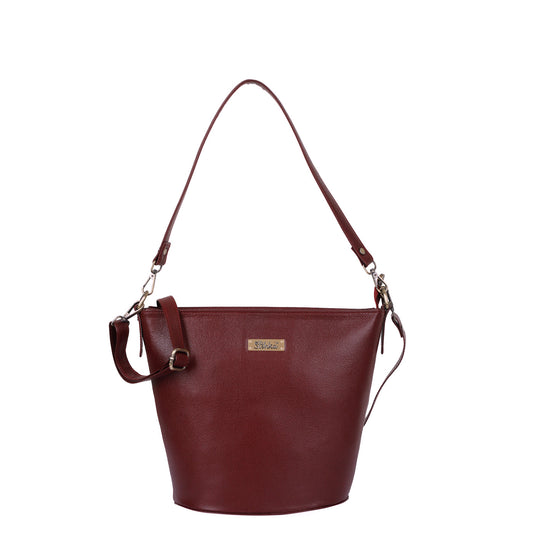 Cherry Red Genuine Leather Bucket Hobo Bag Wholesale for Women – Shoulder Tote Purse