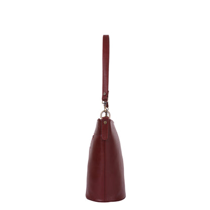 Cherry Red Genuine Leather Bucket Hobo Bag Wholesale for Women – Shoulder Tote Purse