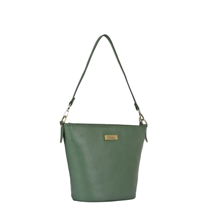 Wholesale Olive Genuine Leather Bucket Hobo Crossbody Bag for Women – Trendy Tote Shoulder Purse