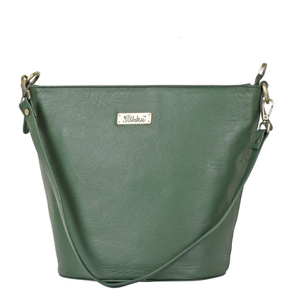 Wholesale Olive Genuine Leather Bucket Hobo Crossbody Bag for Women – Trendy Tote Shoulder Purse