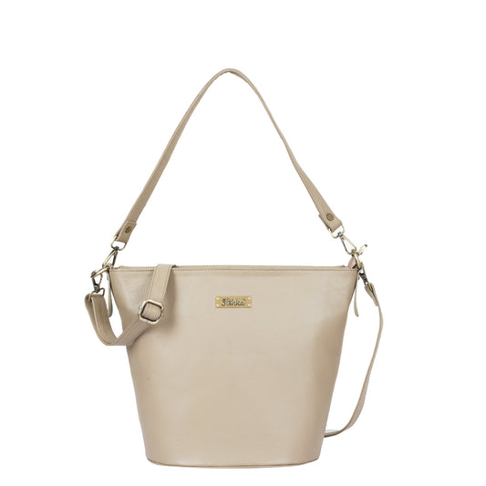 Taupe Genuine Leather Bucket Hobo Crossbody Bag Wholesale for Women – Elegant Shoulder Tote Purse