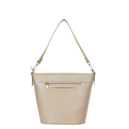 Taupe Genuine Leather Bucket Hobo Crossbody Bag Wholesale for Women – Elegant Shoulder Tote Purse