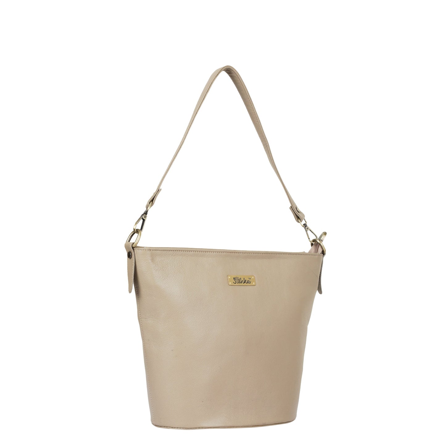 Taupe Genuine Leather Bucket Hobo Crossbody Bag Wholesale for Women – Elegant Shoulder Tote Purse