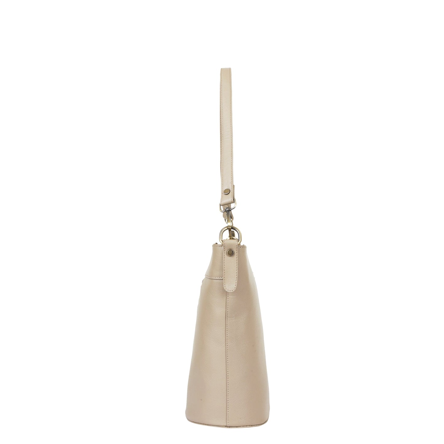 Taupe Genuine Leather Bucket Hobo Crossbody Bag Wholesale for Women – Elegant Shoulder Tote Purse