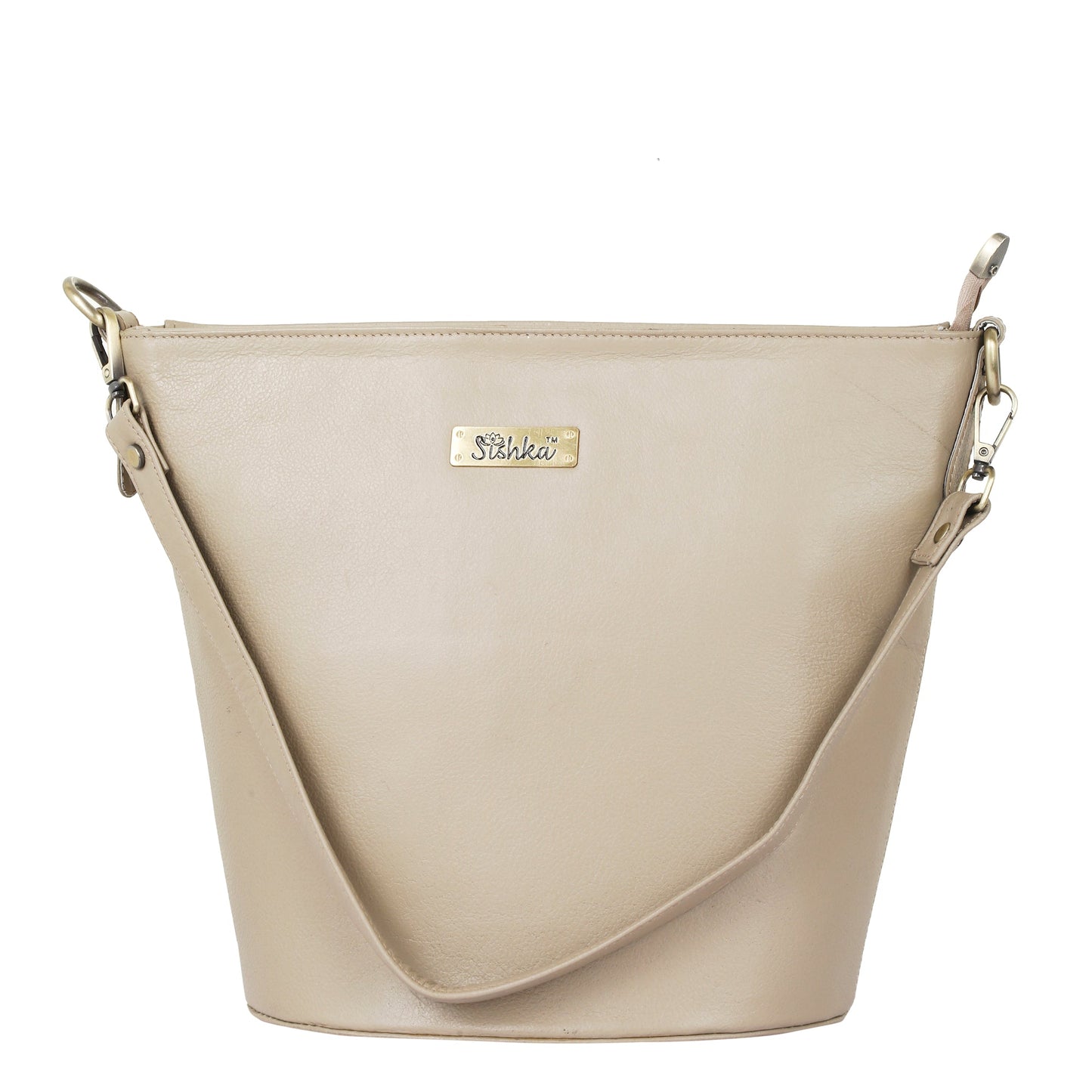 Taupe Genuine Leather Bucket Hobo Crossbody Bag Wholesale for Women – Elegant Shoulder Tote Purse