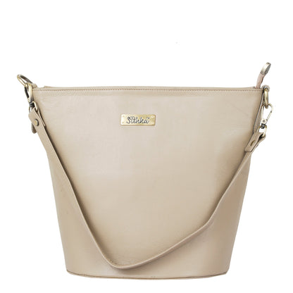 Taupe Genuine Leather Bucket Hobo Crossbody Bag Wholesale for Women – Elegant Shoulder Tote Purse
