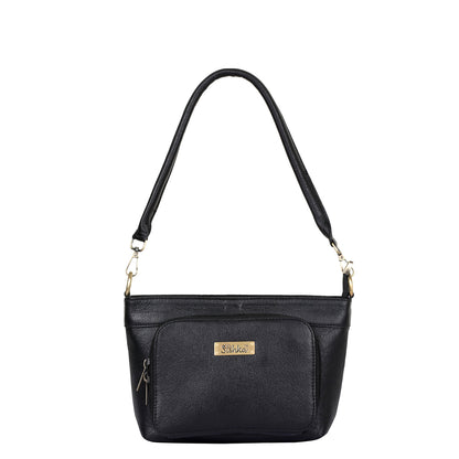 Black Genuine Leather Shoulder handbag Wholesale for Women – Tote with Front Pocket
