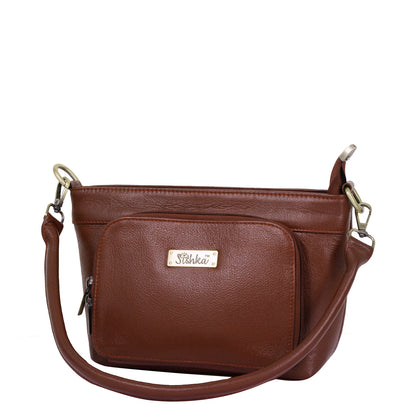 Brown Genuine Leather Shoulder handbag Wholesale for Women – Tote with Front Pocket