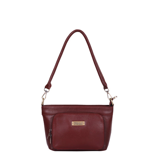 Cherry Red Genuine Leather Shoulder handbag Wholesale for Women - Tote with Front Pocket