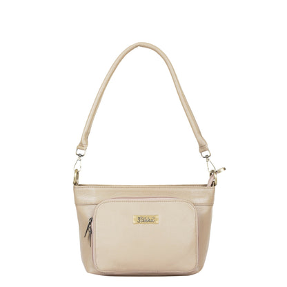 Taupe Genuine Leather Shoulder Handbag Wholesale for Women - Tote with Front Pocket