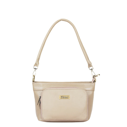 Taupe Genuine Leather Shoulder Handbag Wholesale for Women - Tote with Front Pocket
