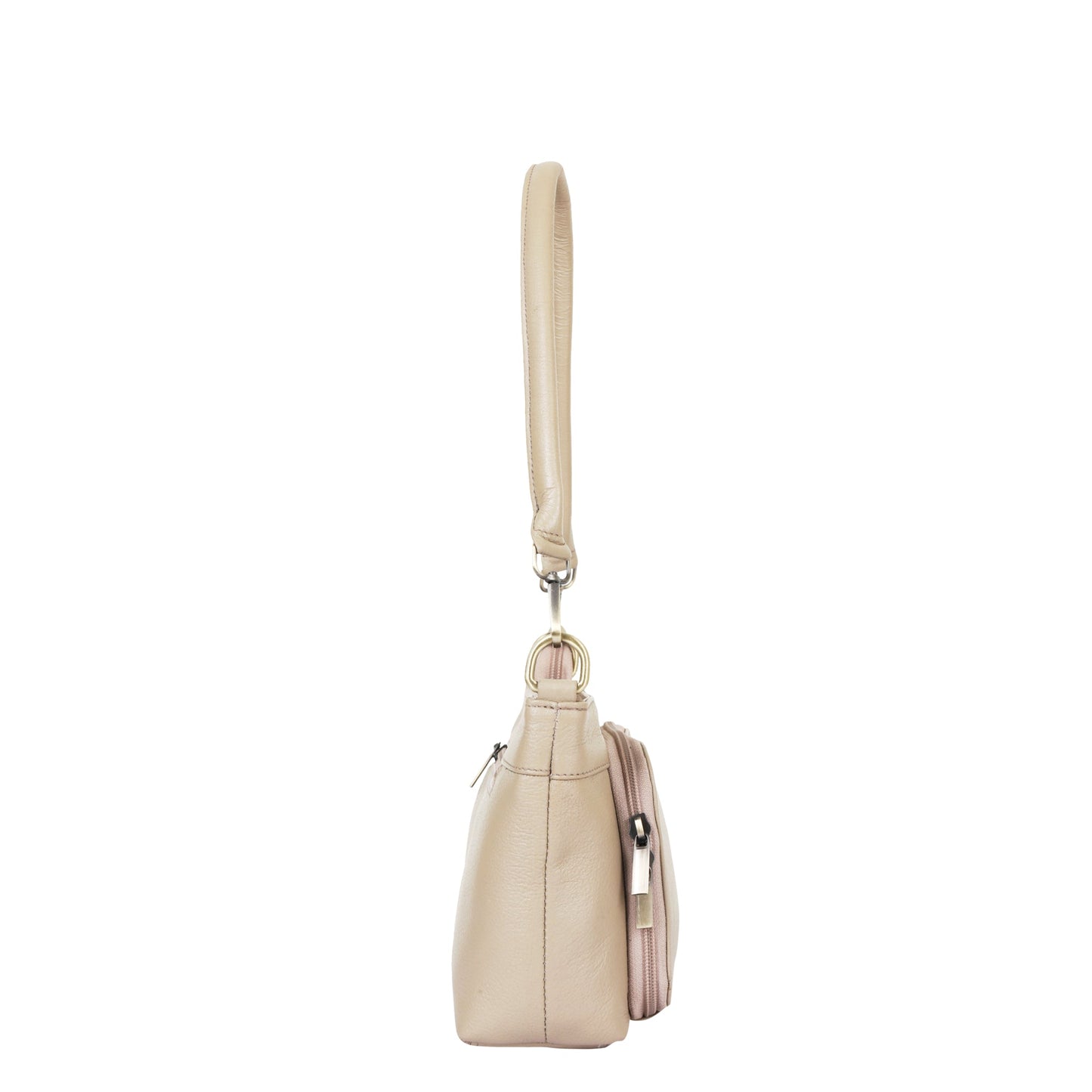 Taupe Genuine Leather Shoulder Handbag Wholesale for Women - Tote with Front Pocket