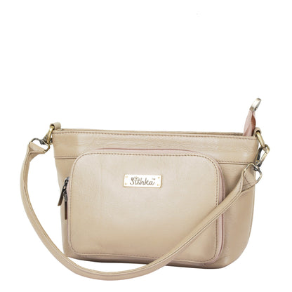 Taupe Genuine Leather Shoulder Handbag Wholesale for Women - Tote with Front Pocket