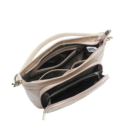 Taupe Genuine Leather Shoulder Handbag Wholesale for Women - Tote with Front Pocket