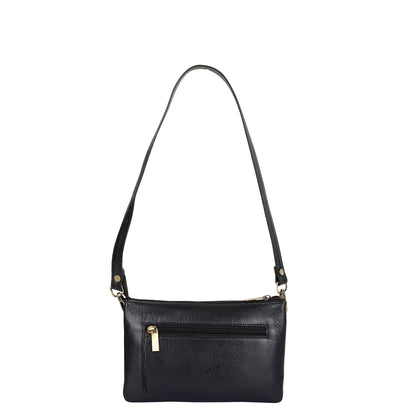 Black Genuine Leather Crossbody Shoulder Bag Wholesale for Women – Sleek Crossover Purse