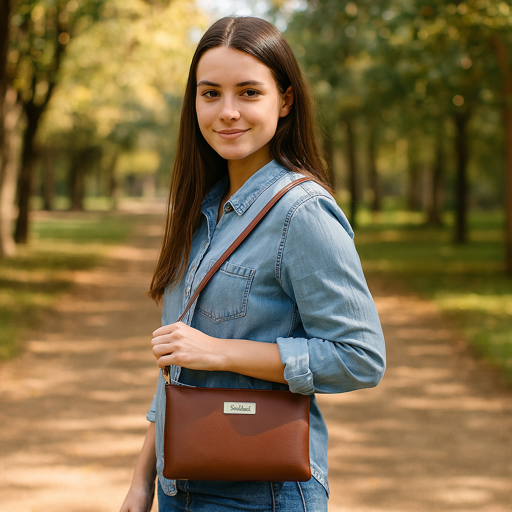 Brown Genuine Leather Crossbody Shoulder Bag Wholesale  for Women – Elegant Crossover Shoulder Purse