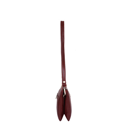 Cherry Red Genuine Leather Crossbody Shoulder Bag Wholesale  for Women – Sleek Crossover Shoulder Purse