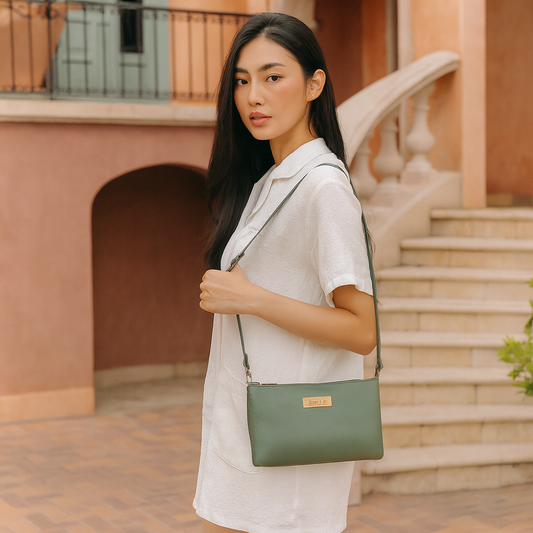 Olive Genuine Leather Crossbody Shoulder Bag Wholesale for Women – Crossbody Organizer Purse