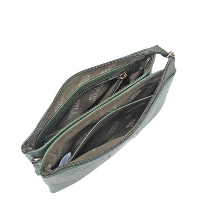 Olive Genuine Leather Crossbody Shoulder Bag Wholesale  for Women – Crossbody Organizer Purse