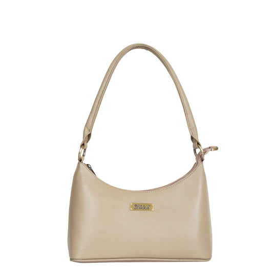 Taupe Genuine Leather Hobo Shoulder Handbags Wholesale for Women
