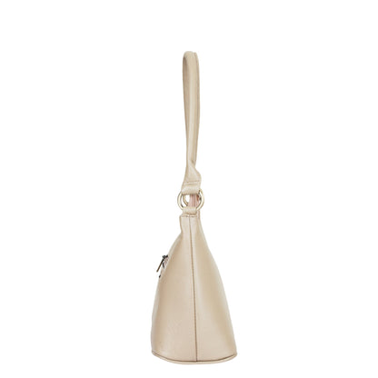 Taupe Genuine Leather Hobo Shoulder Handbags Wholesale for Women