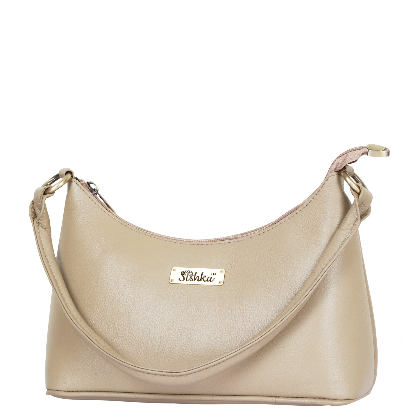 Taupe Genuine Leather Hobo Shoulder Handbags Wholesale for Women