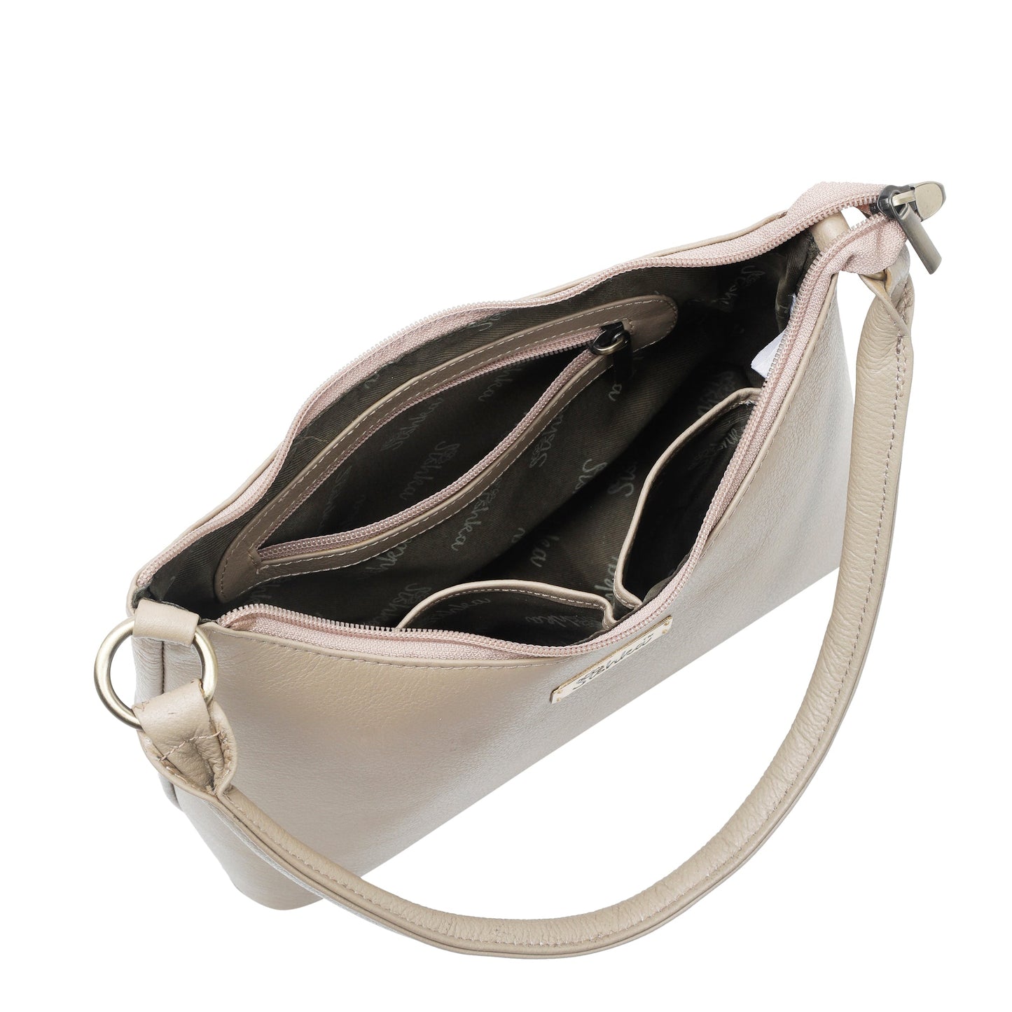 Taupe Genuine Leather Hobo Shoulder Handbags Wholesale for Women