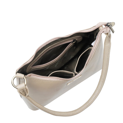 Taupe Genuine Leather Hobo Shoulder Handbags Wholesale for Women