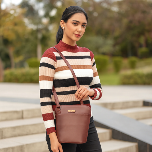 Cherry Red Genuine Leather Shoulder Sling bag Wholesale for Women