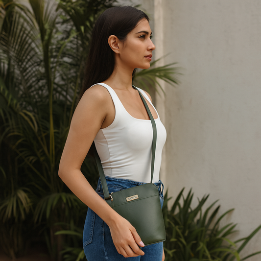 Olive Genuine Leather Shoulder Sling bag Wholesale for Women  – Shoulder Purse