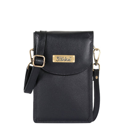 Black Genuine Leather Mobile Crossbody Bag Wholesale for Women  – Phone Purse
