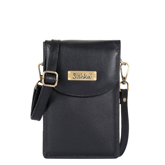 Black Genuine Leather Mobile Crossbody Bag Wholesale for Women  – Phone Purse