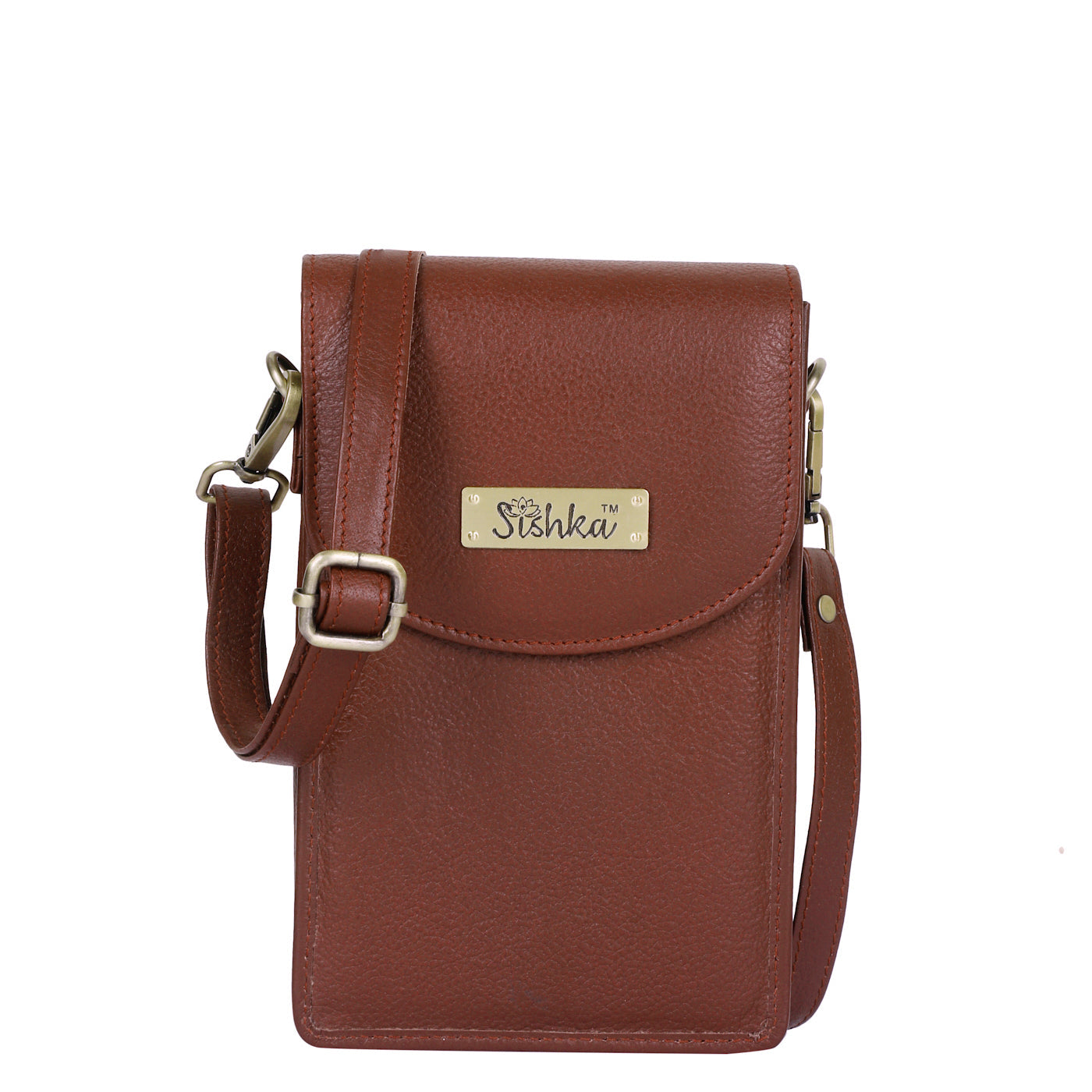 Brown Genuine Leather Mobile Crossbody Bag Wholesale for Women - Phone Purse