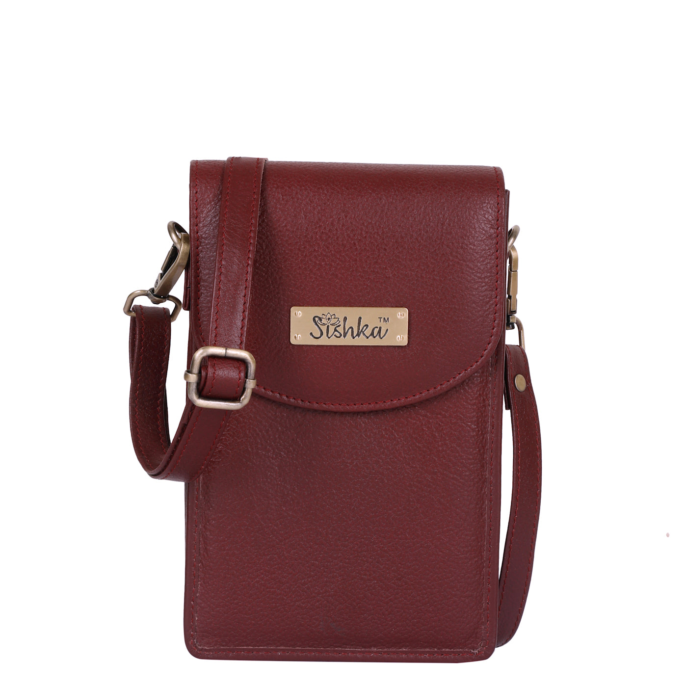 Cherry Red Genuine Leather Mobile Crossbody Bag Wholesale for Women  – Phone Purse