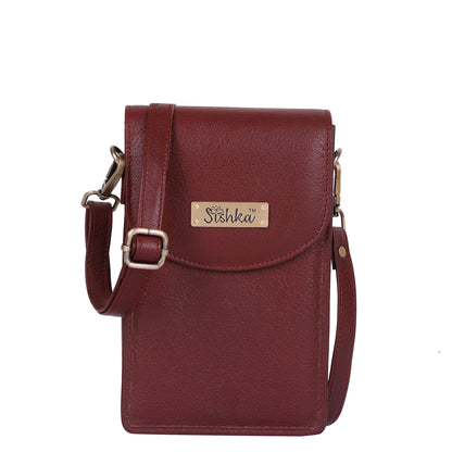 Cherry Red Genuine Leather Mobile Crossbody Bag Wholesale for Women  – Phone Purse
