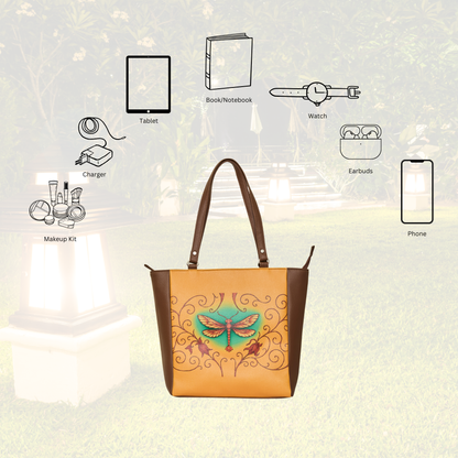 Genuine Leather Hand Printed ' Shoulder Tote Bag– Wholesale Top Handle Handbag for Women – Work, Travel & Daily Use