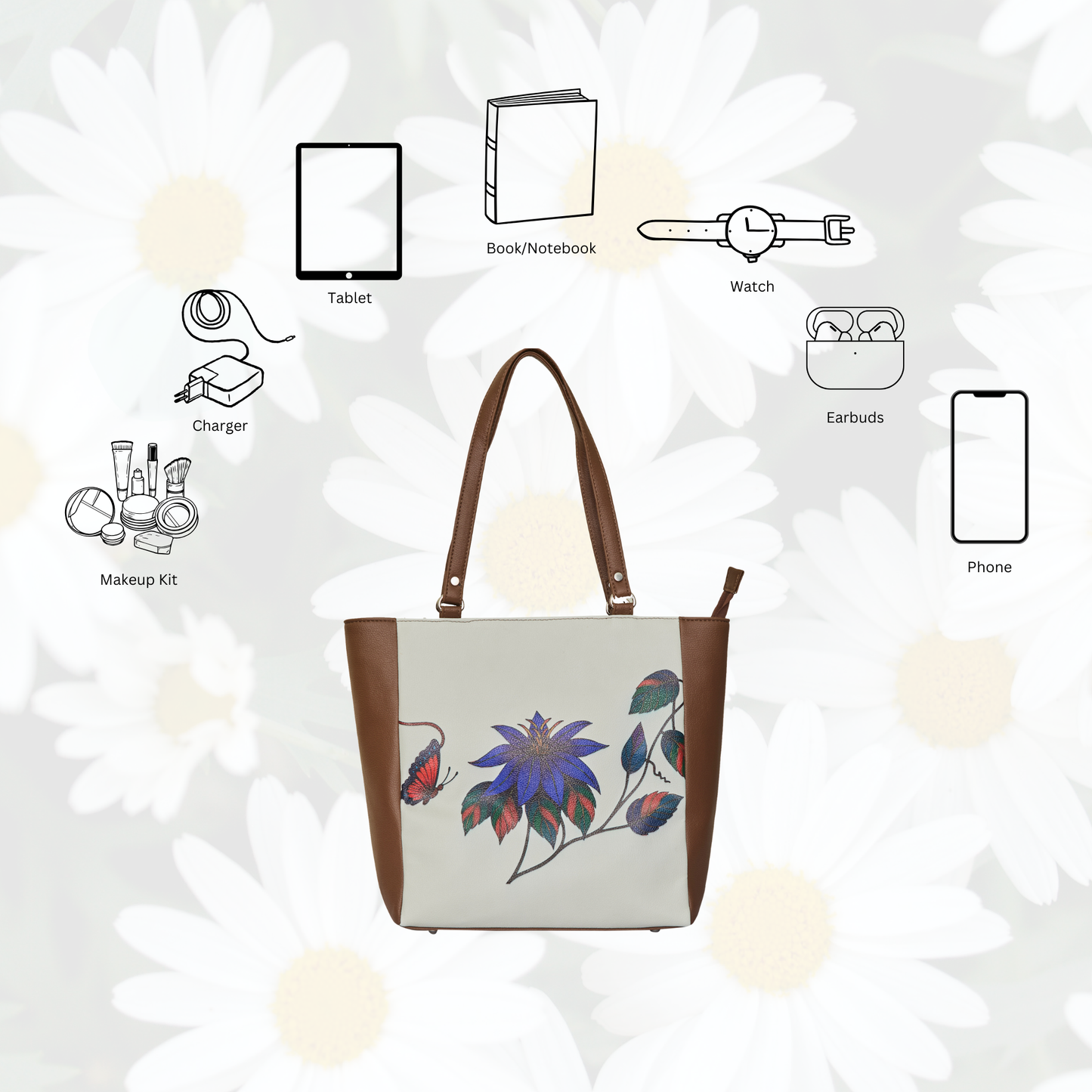 Vegan Leather Wholesale Shoulder Tote Bag– Hand Printed Top Handle Handbag for Women – Work, Travel & Daily Use