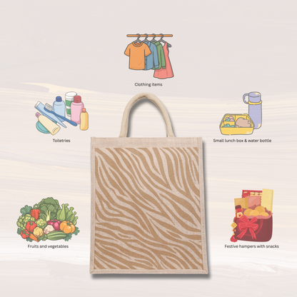 Zebra Print Natural Jute Tote Bags for Eco Shopping – Wholesale Supply