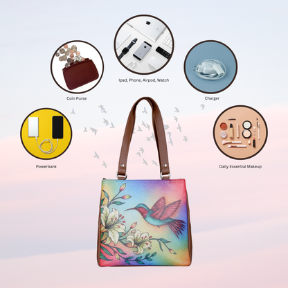 Women’s Wholesale Hand Printed Vegan Leather Tote Shoulder Bag – Multi‑Compartment Handbag for Work, Travel & Daily Use