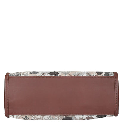 Women’s Abstract Tapestry Satchel Bags – Leather‑Trimmed Shoulder & Crossbody Handbag - Wholesale
