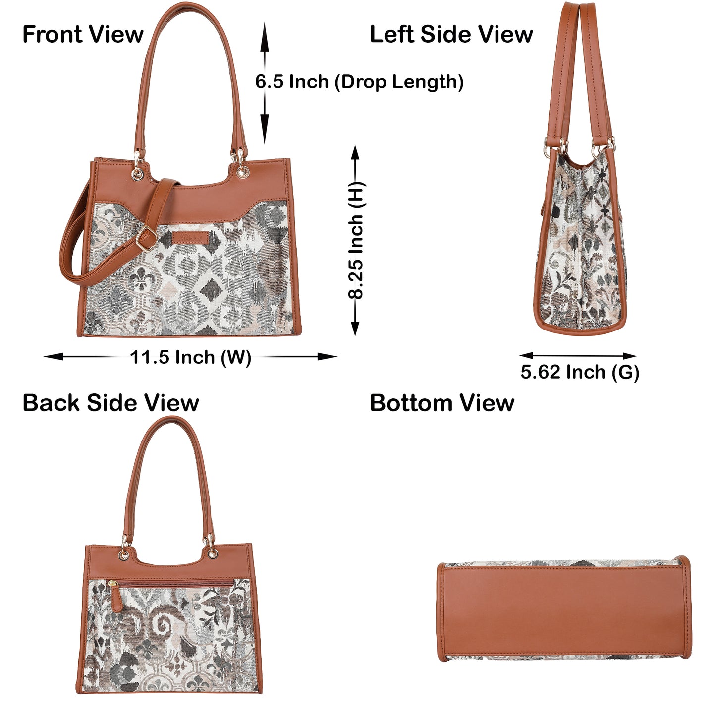 Wholesale Abstract Tapestry Satchel Bag Crossbody Top Handle Handbag for Women with Vegan Leather Trim