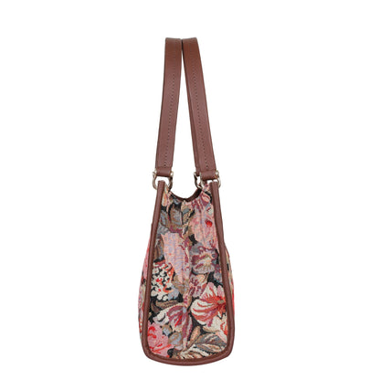 Women’s Floral Tapestry Satchel & Crossbody Bag – Wholesale Leather‑Trimmed Shoulder Purse with Top Handle