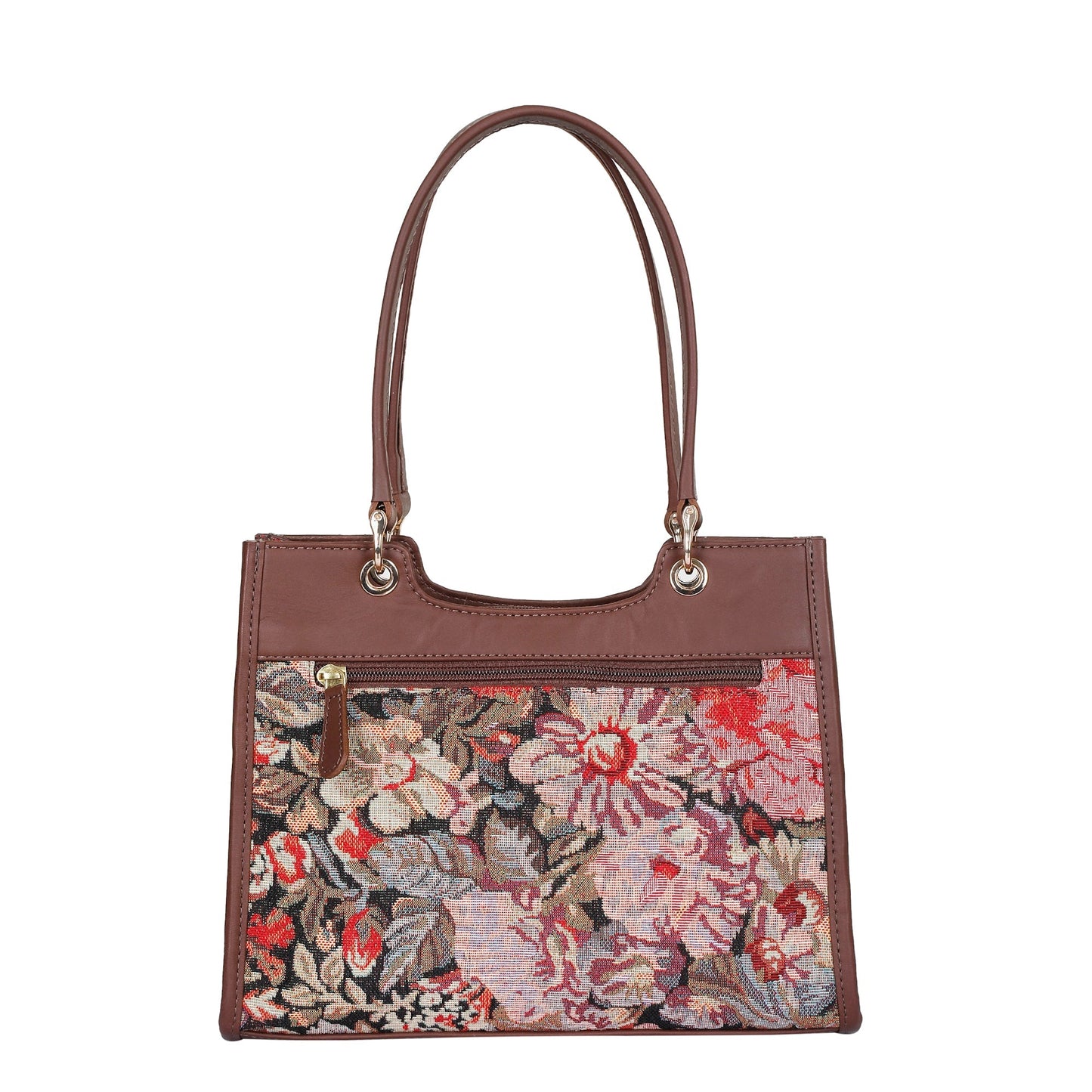 Women’s Floral Tapestry Satchel & Crossbody Bag – Wholesale Leather‑Trimmed Shoulder Purse with Top Handle