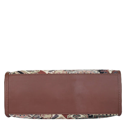 Women’s Geometric Tapestry Satchel & Crossbody Bag – Leather‑Trimmed Shoulder and Hand Purse