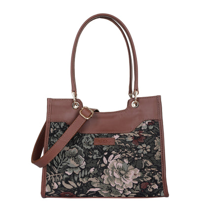 Women’s Vintage Tapestry Satchel Bag – Wholesale Leather‑Trimmed Crossbody, Shoulder & Hand Purse