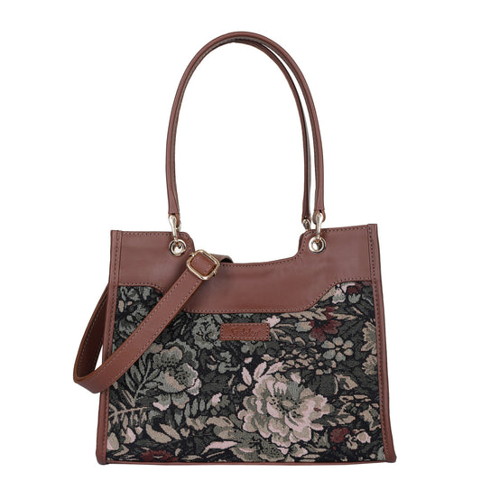 Women’s Vintage Tapestry Satchel Bag – Wholesale Leather‑Trimmed Crossbody, Shoulder & Hand Purse